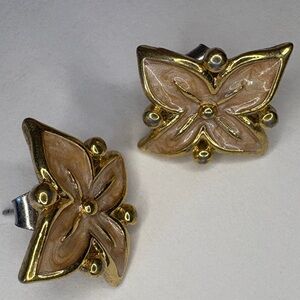 EVOK Gold-Tone Floral Stud Earrings with Enamel Detail